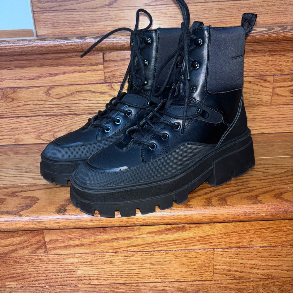 Zara Black Combat & Moto Boots